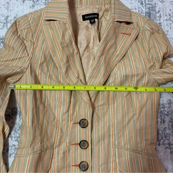 VTG 90s/Y2K bebe Beige & Orange Striped Button-Up Blazer Size 0 - Picture 10 of 12